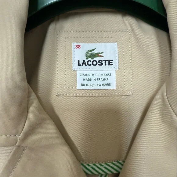 NEW Lacoste Women's Beige light Khaki Short trench coat pea coat . NWT size 38 - Picture 4 of 9